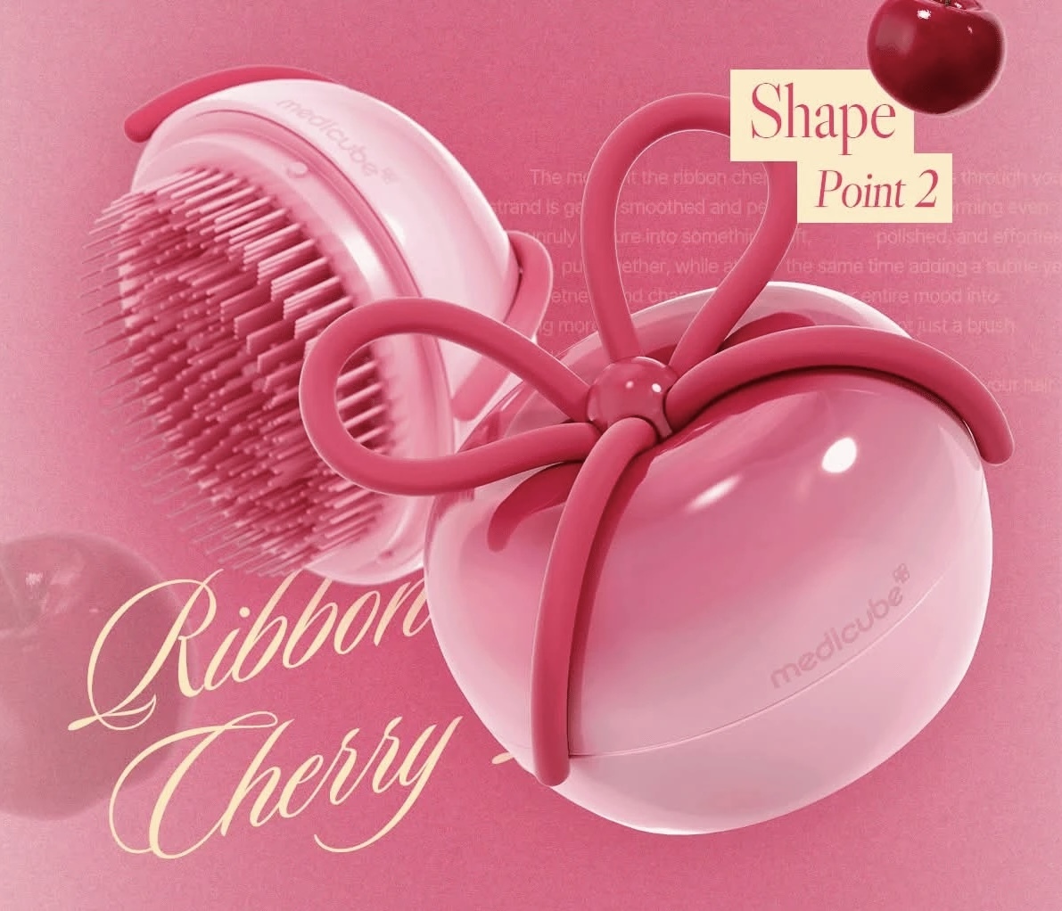 【限量聯名】JP Medicube x Forever : Cherry 蝴蝶結櫻桃亮澤氣墊髮梳 9466 TK260725