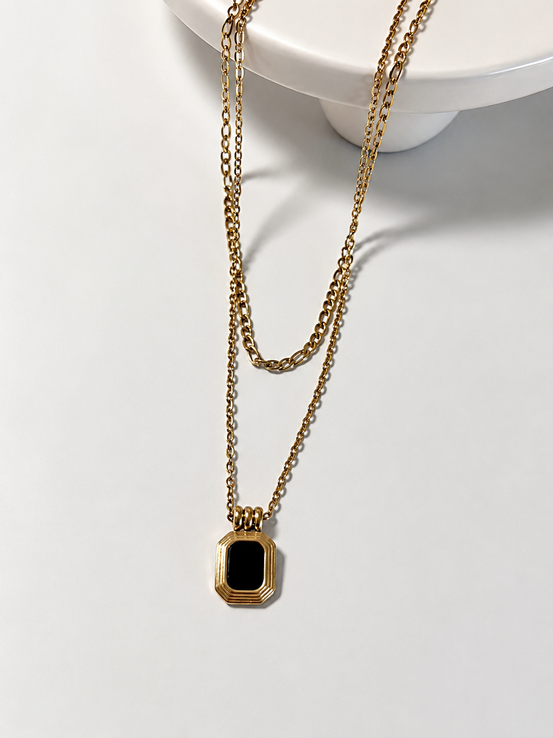 SS vintage double chain necklace