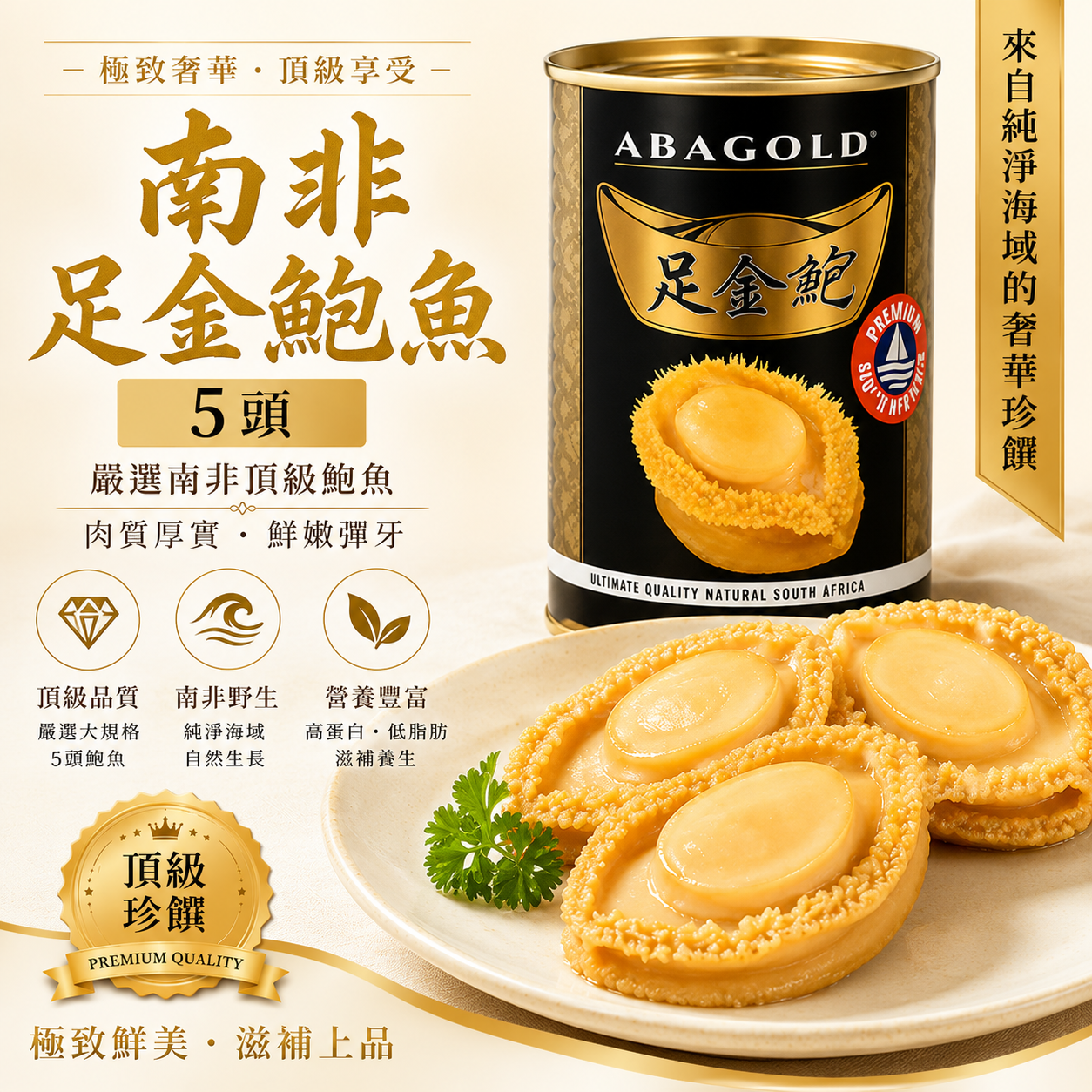 南非足金鮑魚-5頭