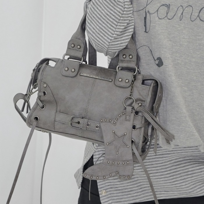FANCY CLUB BELTED WASHING VEGAN LEATHER MINI BAG 西部牛仔靴 迷你繫帶 水洗機車包 手提/肩背 三色