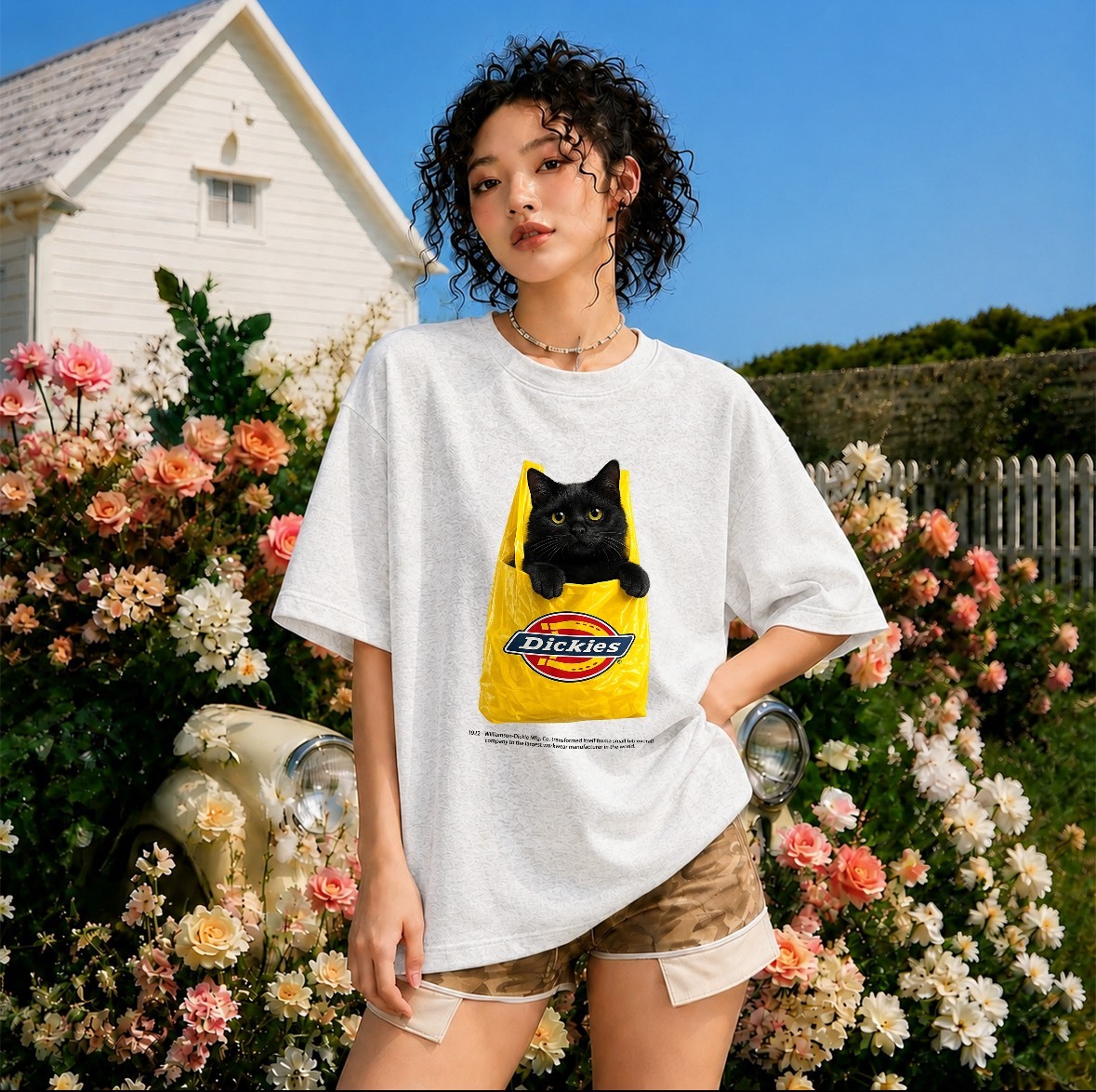 Dickies 美式復古 可愛黑貓購物袋 短袖T DKU262NKTGFW-GCI