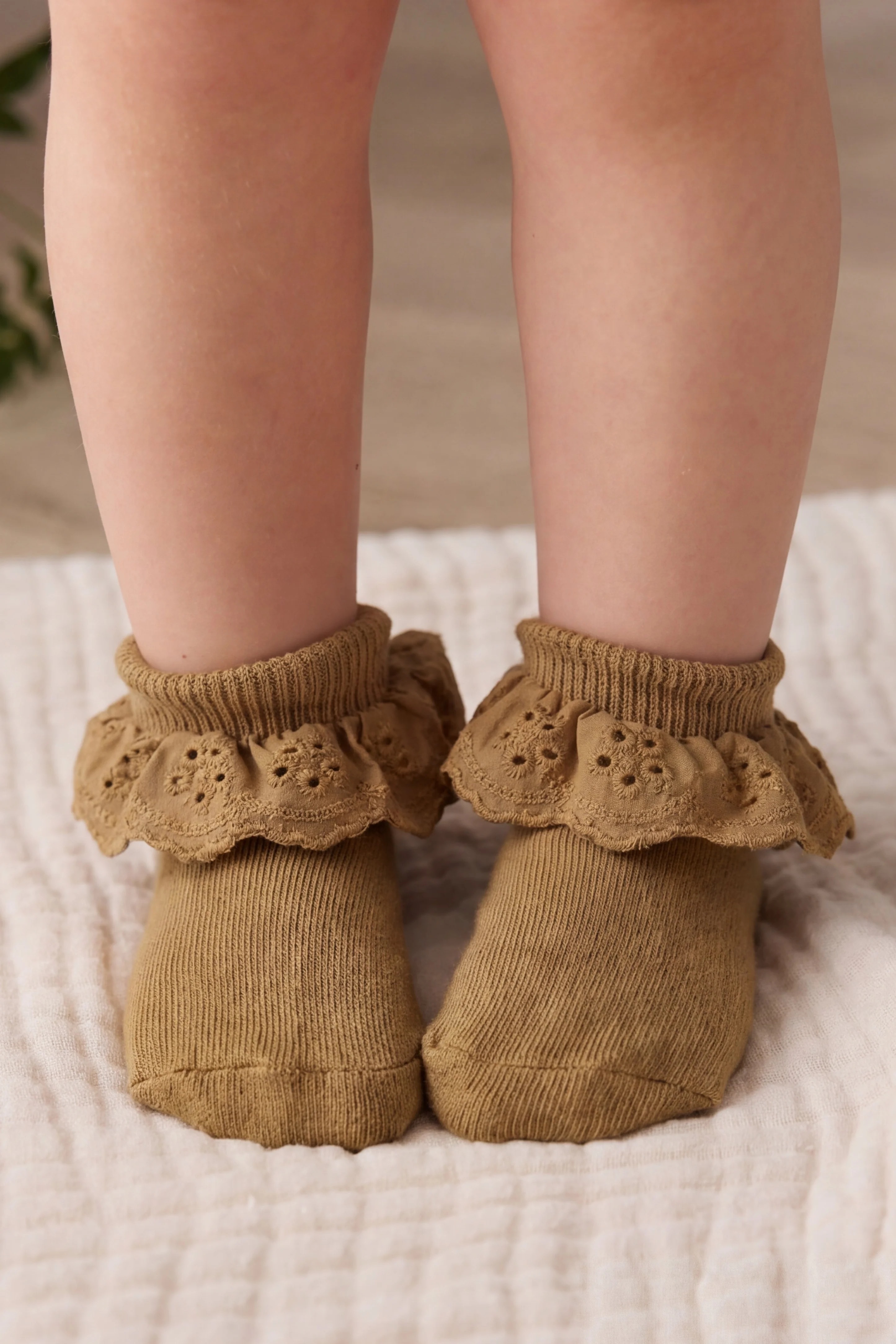 【預購】JAMIE KAY - Frill Ankle Sock（Antique Bronze）