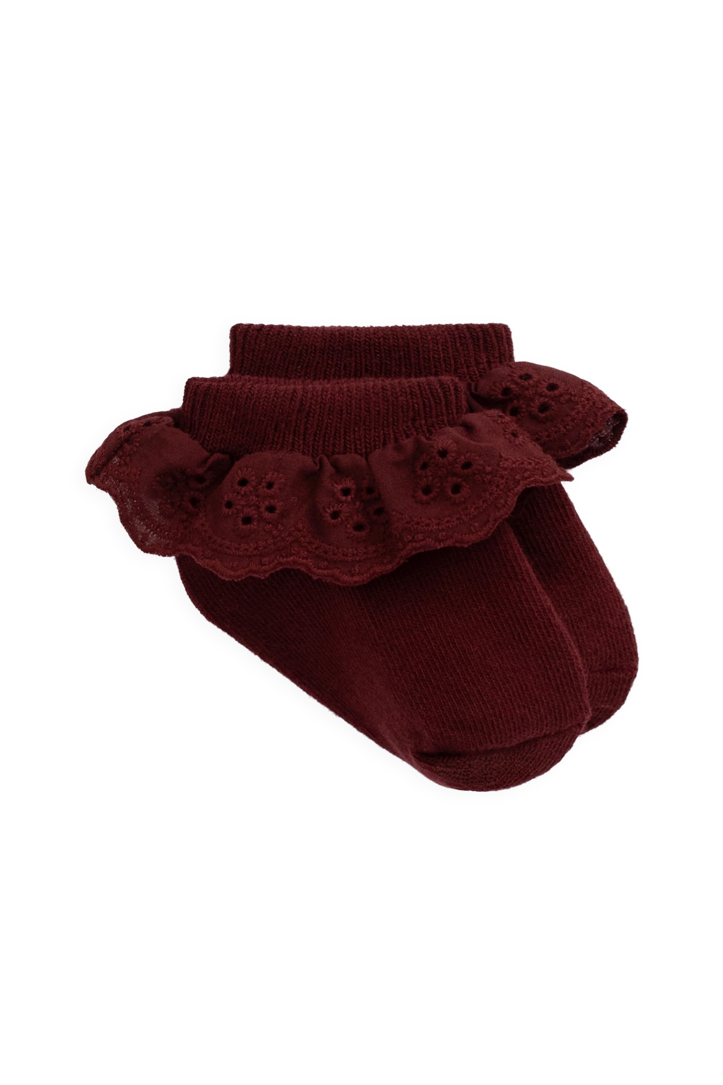 【預購】JAMIE KAY - Frill Ankle Sock（Burgundy）