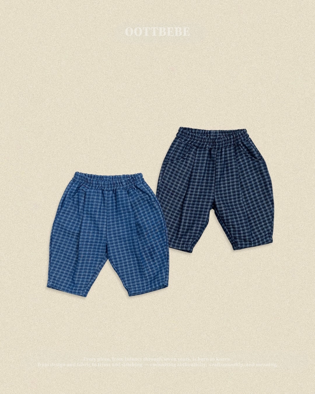 OOTT BEBE Soft Denim Checks Pants