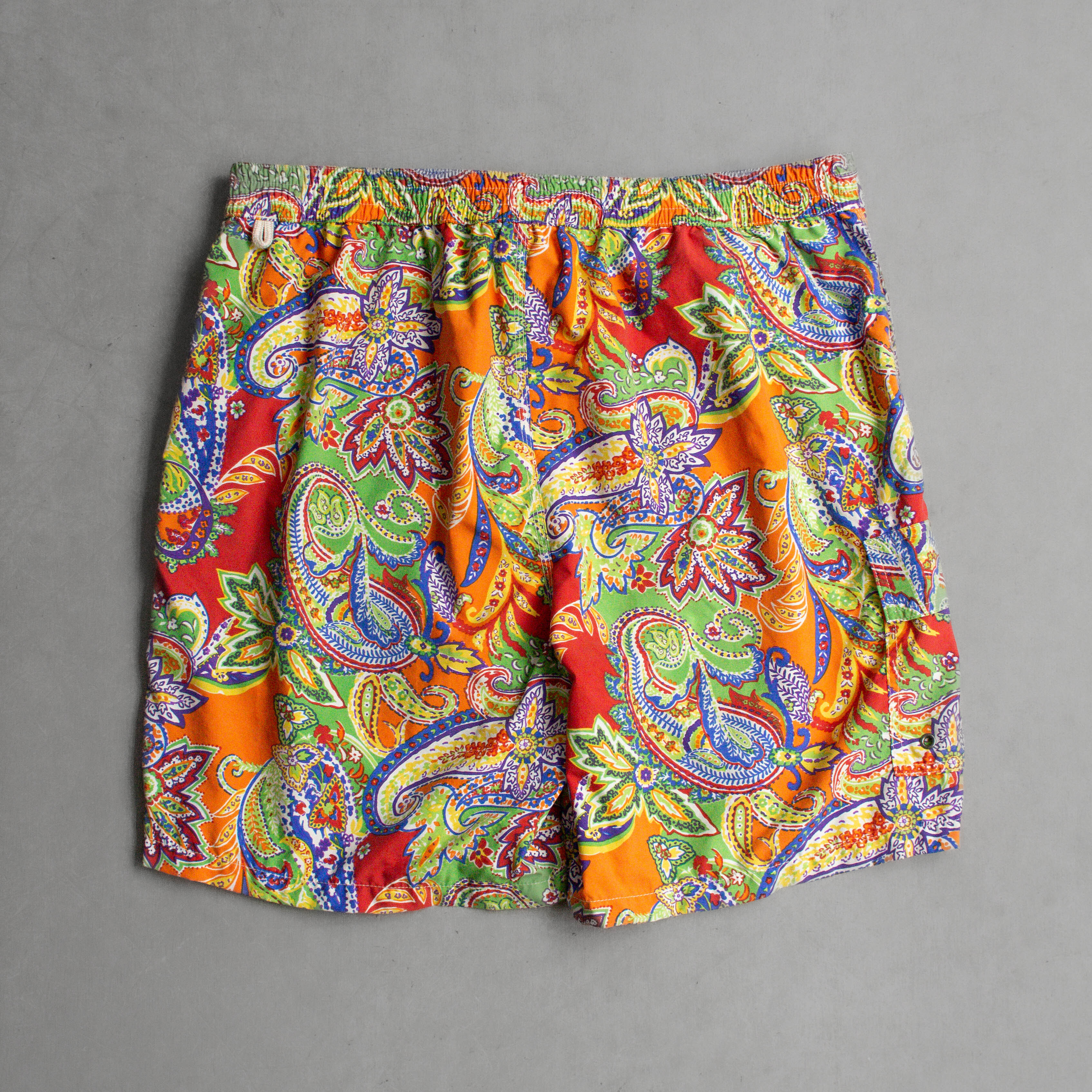 POLO RALPH LAUREN BOARD SHORTS 橘紅 印花 衝浪 海灘 短褲 L