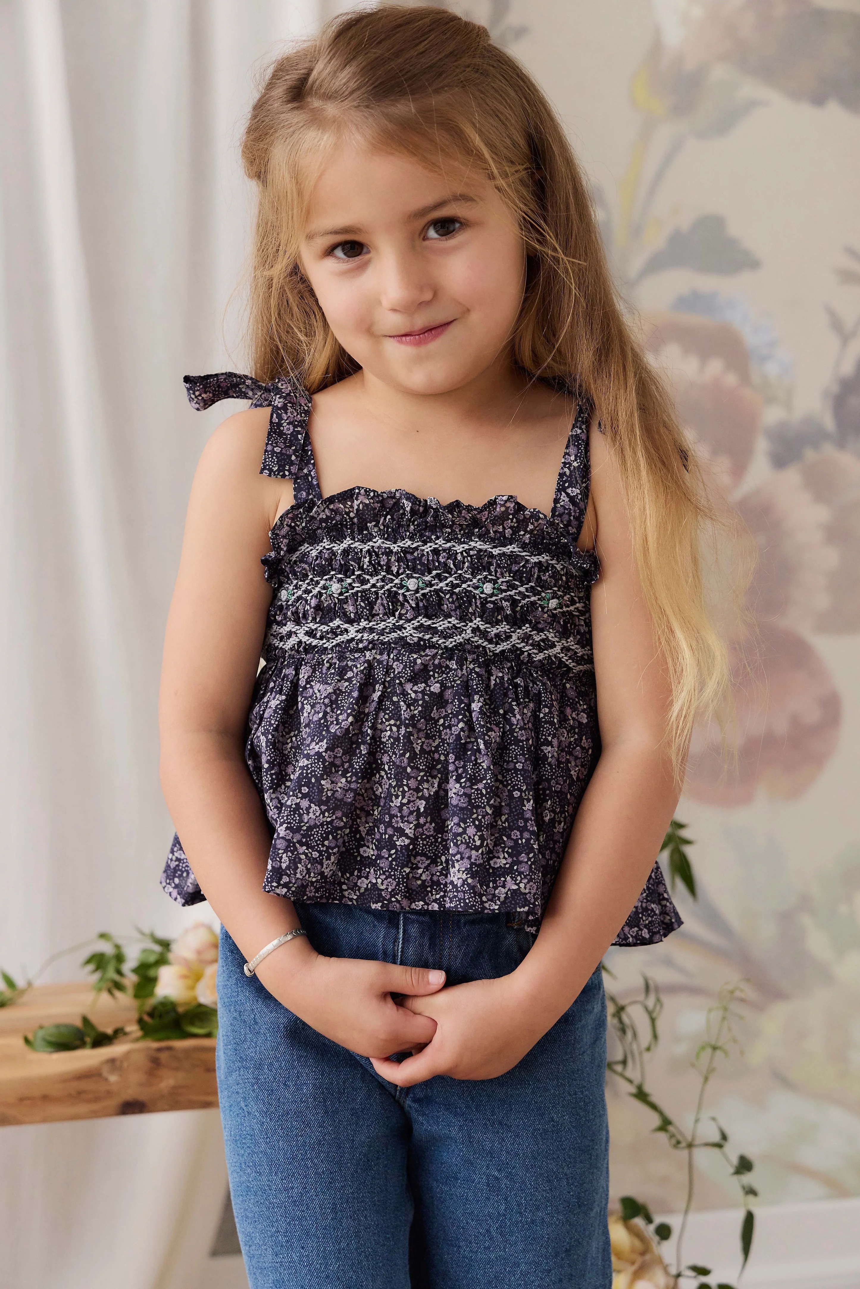 【預購】JAMIE KAY - Organic Cotton Carine Top（Violet Floral）