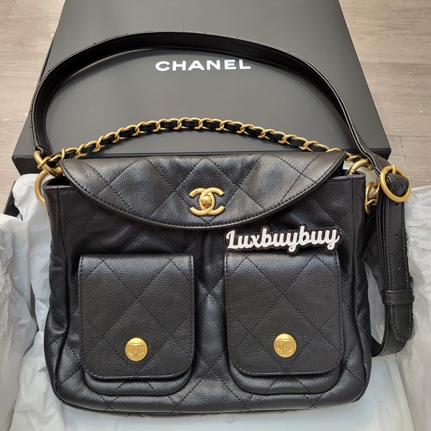 97%NEW CHANEL AS5384 hobo bag black/ gold