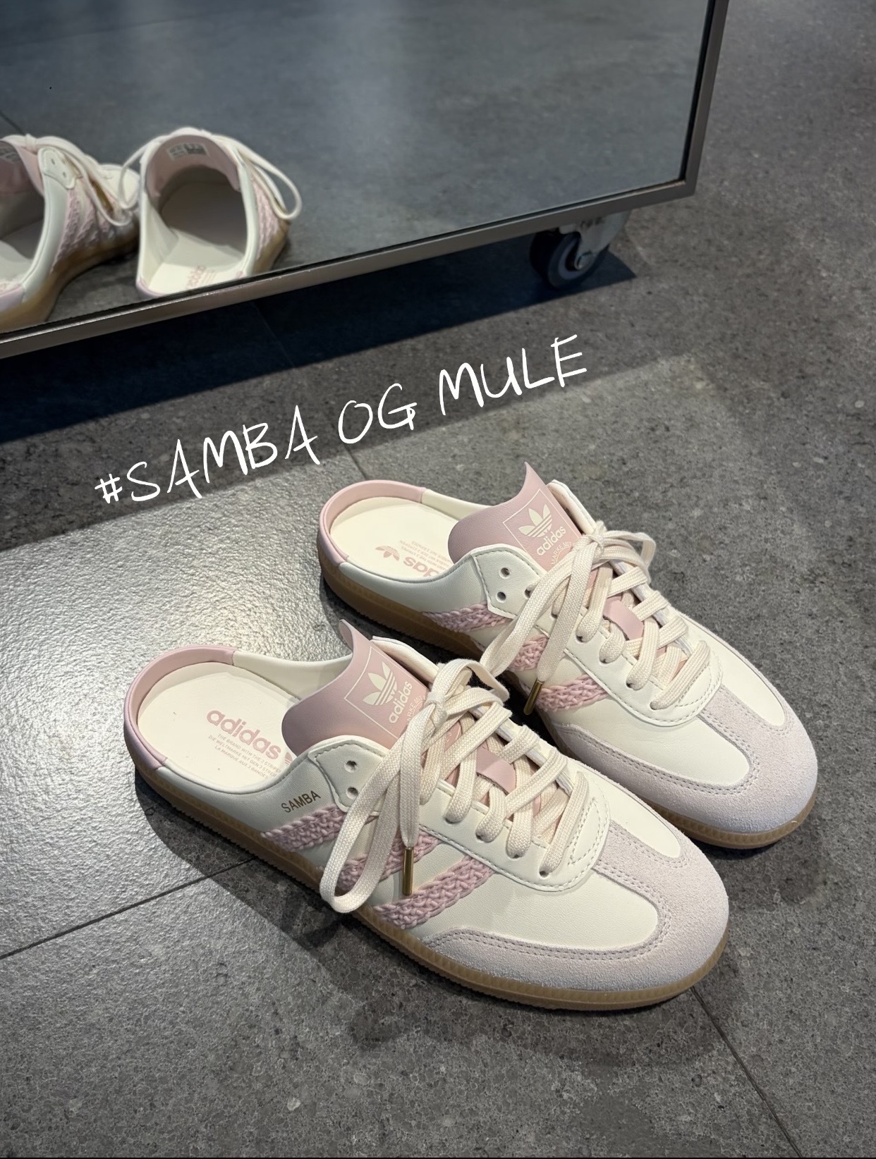 【預訂】ADIDAS SAMBA MULE OG 米白粉 編織 穆勒鞋-WOMEN