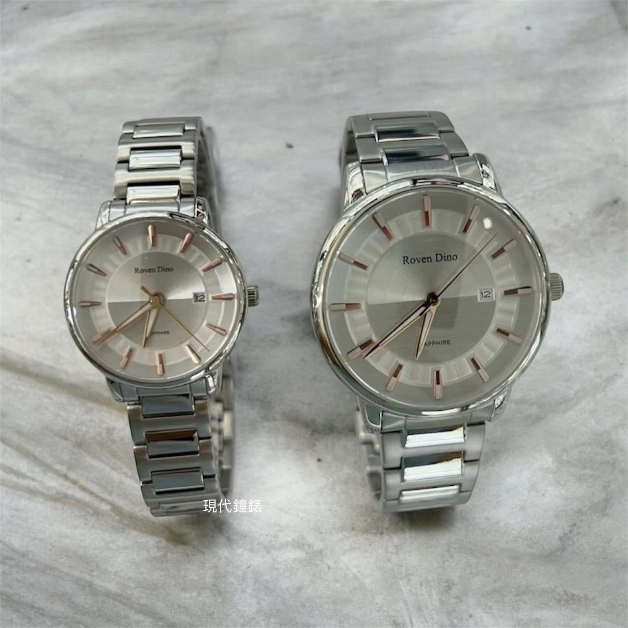 【Roven Dino羅梵迪諾】精緻波紋時尚對錶RD6119S-W 42mm/30mm 現代鐘錶