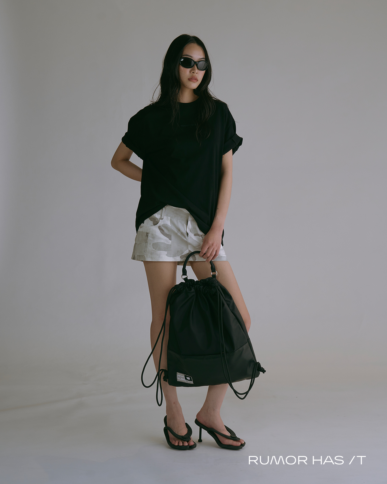 RHI Whisper Stitch Oversized Tshirt-Black