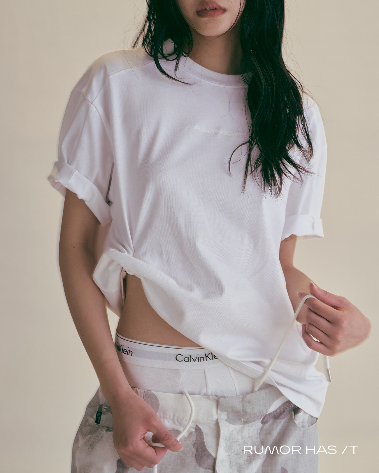 RHI Whisper Stitch Oversized Tshirt-White