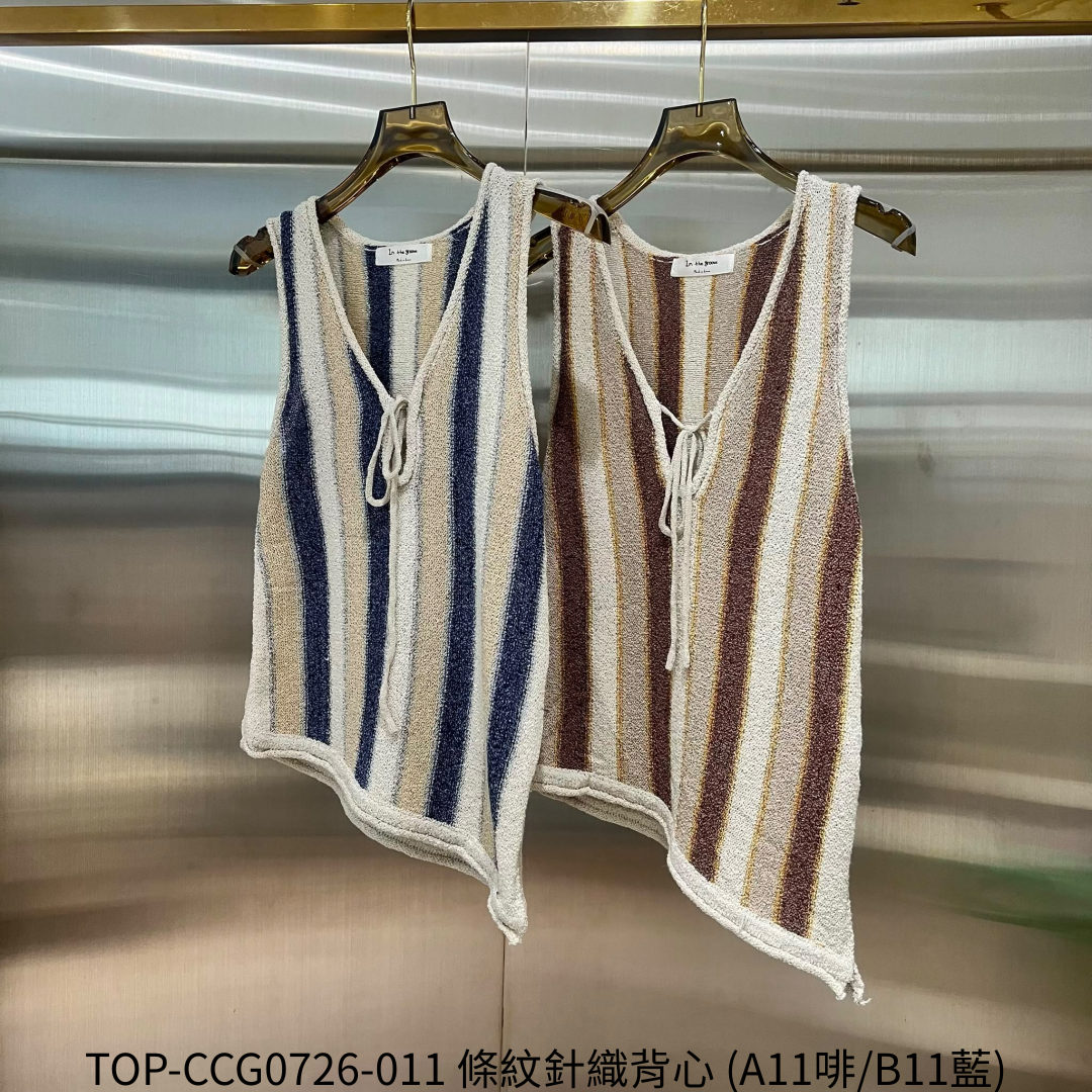 TOP-CCG0726-011 條紋針織背心 (A11啡/B11藍)
