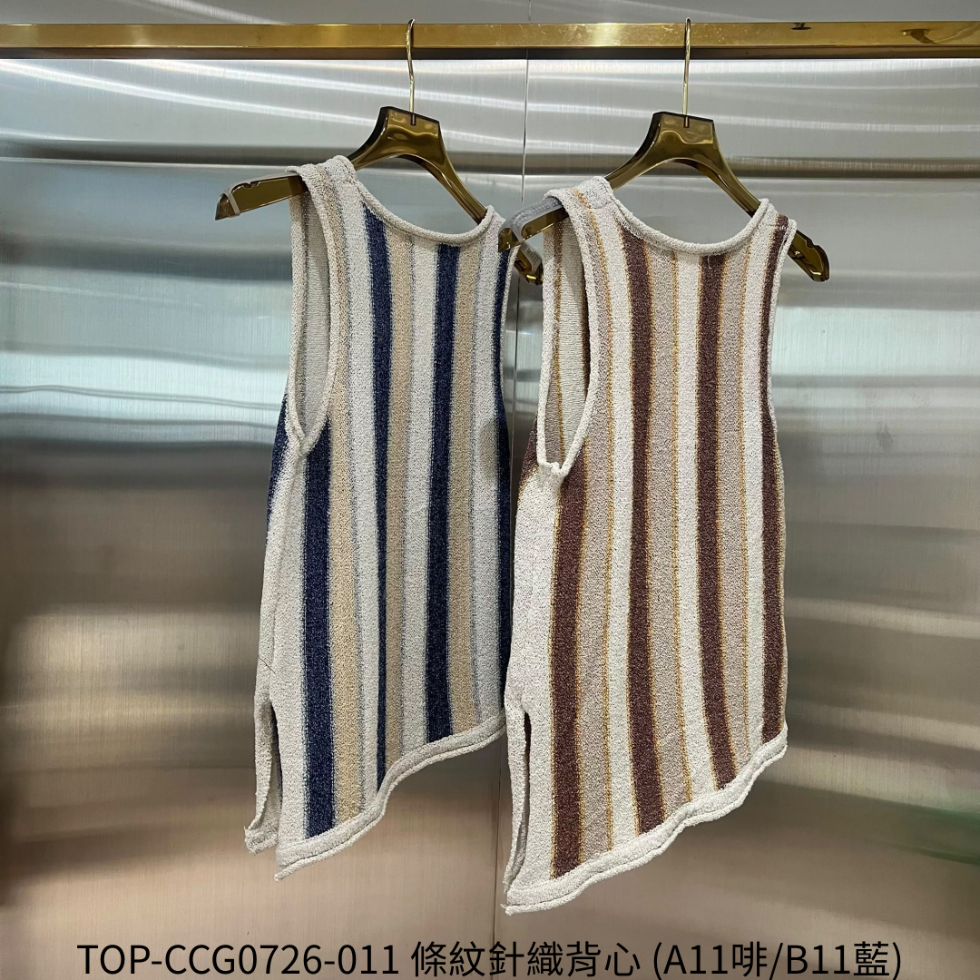 TOP-CCG0726-011 條紋針織背心 (A11啡/B11藍)