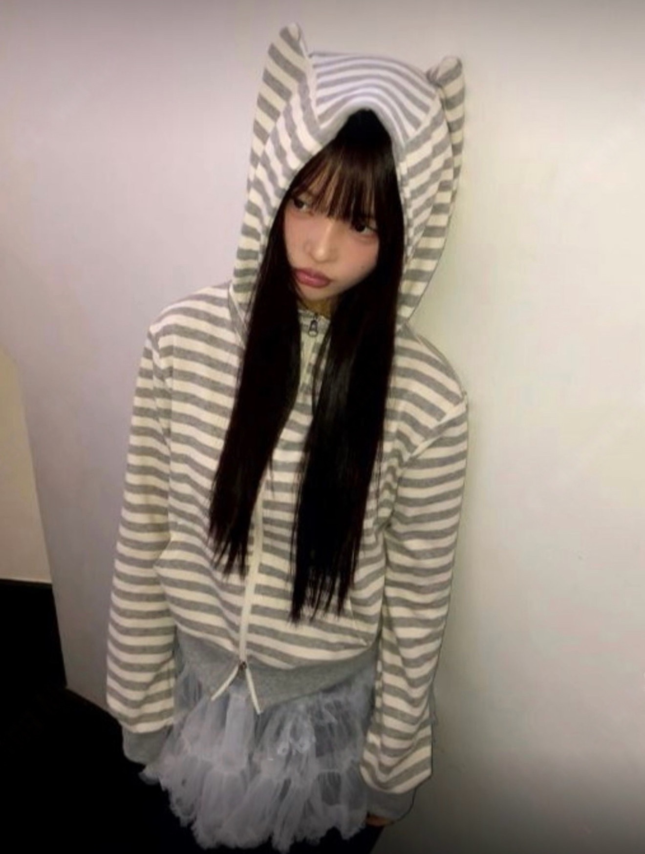 （7月韓國連線）JK0406｜可愛爆表！貓貓耳朵橫間衛衣≽^- ˕ -^≼
