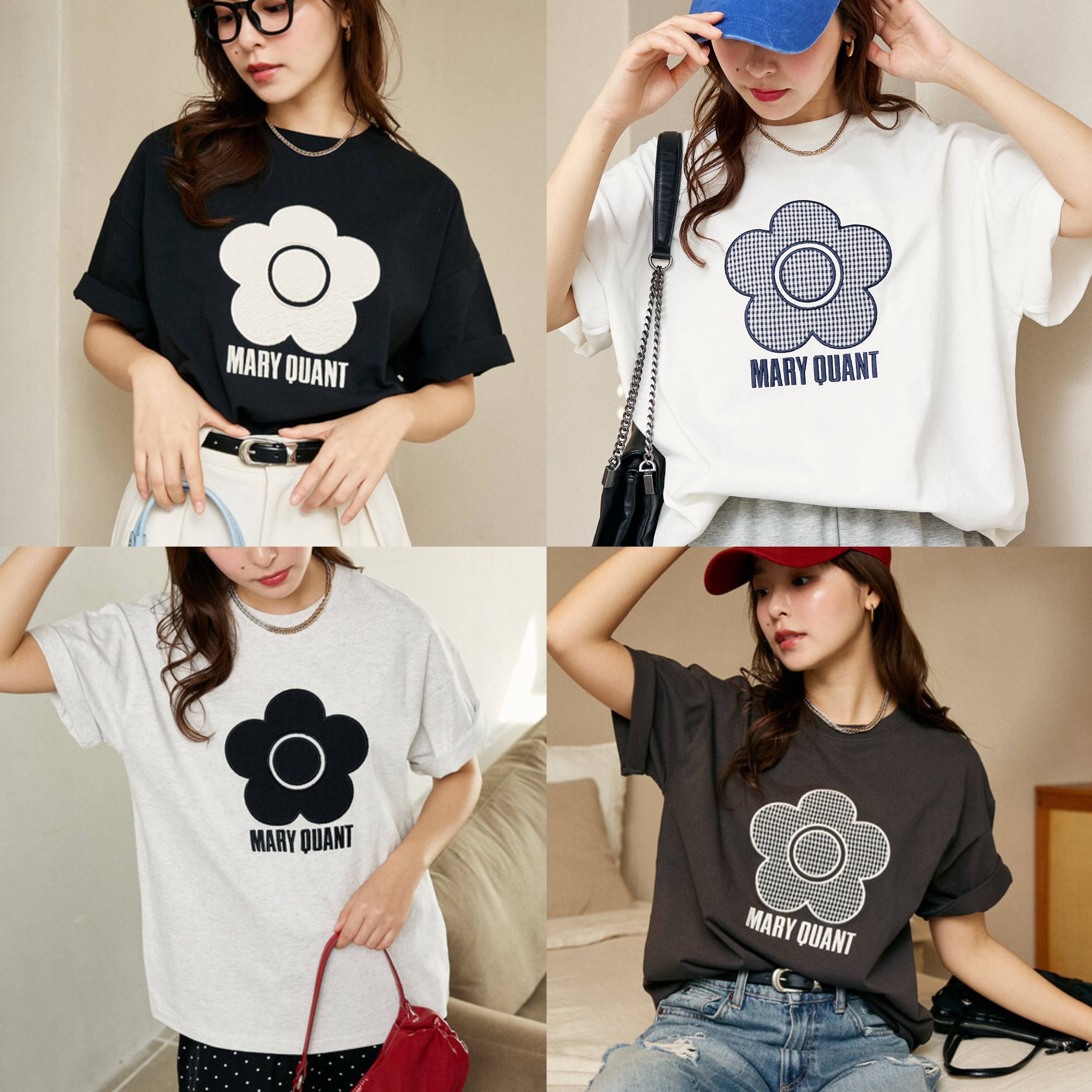 MARY QUANT × PUBLUX / Mixed Material Daisy Art T-Shirt