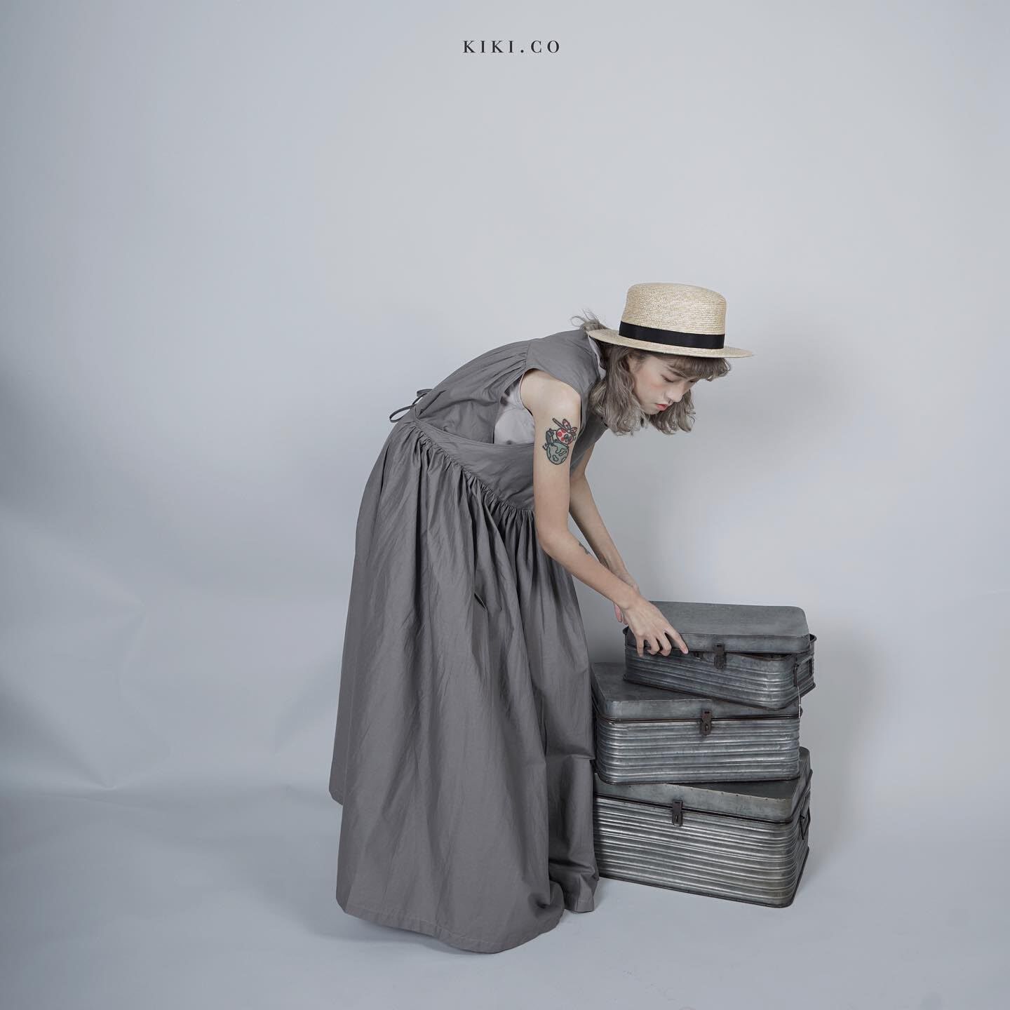 【 Kiki.co made 】5way綁繩onepiece - Grey