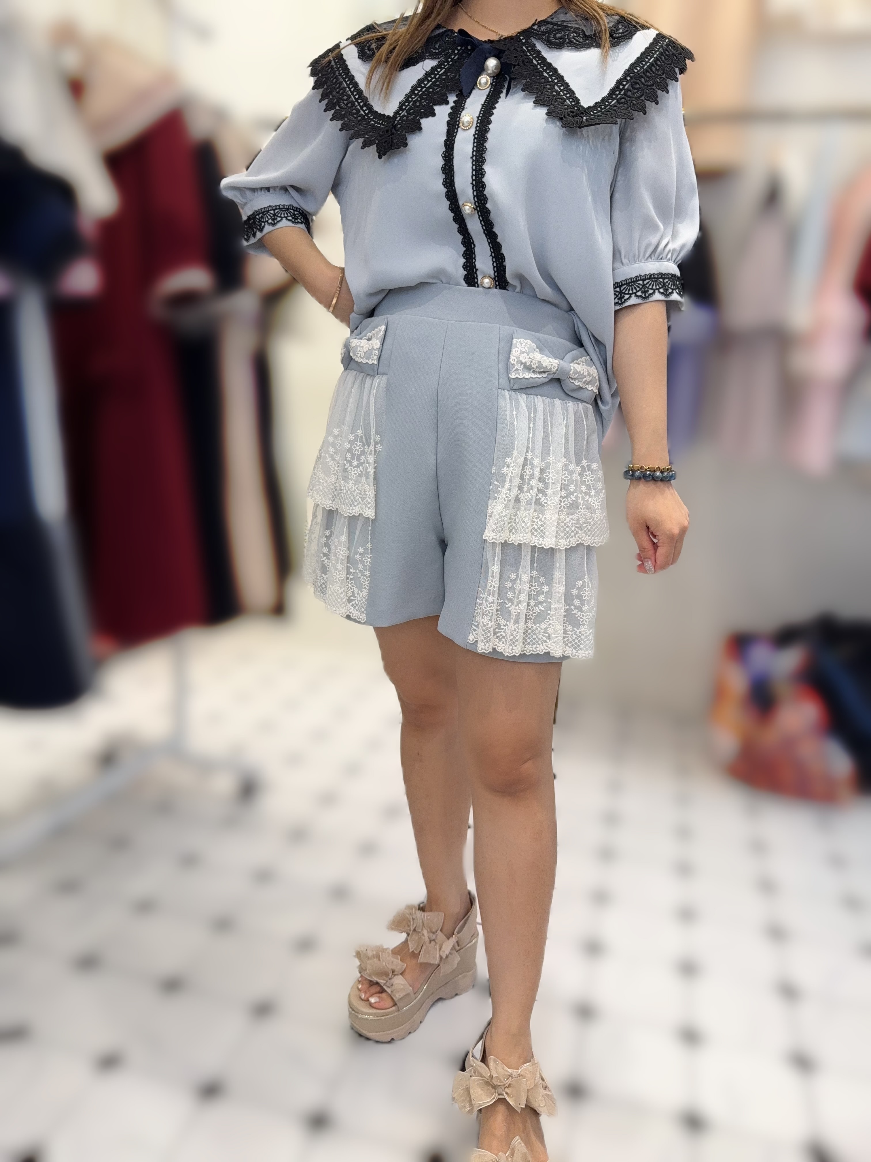 【限量】P42  LACE橡根褲    腰26-36 HIP42 長16 $419 (一口價)