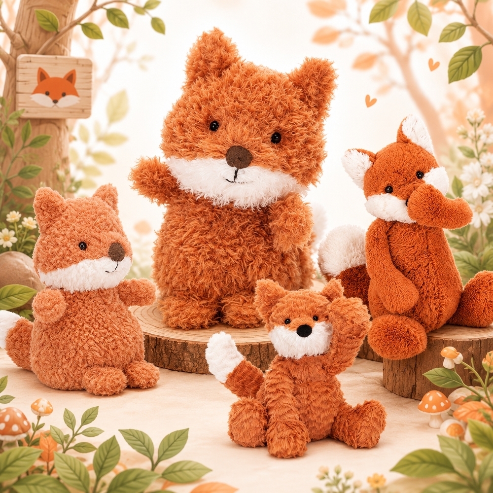 JELLYCAT 叢林動物系列 波浪毛 害羞 小狐狸