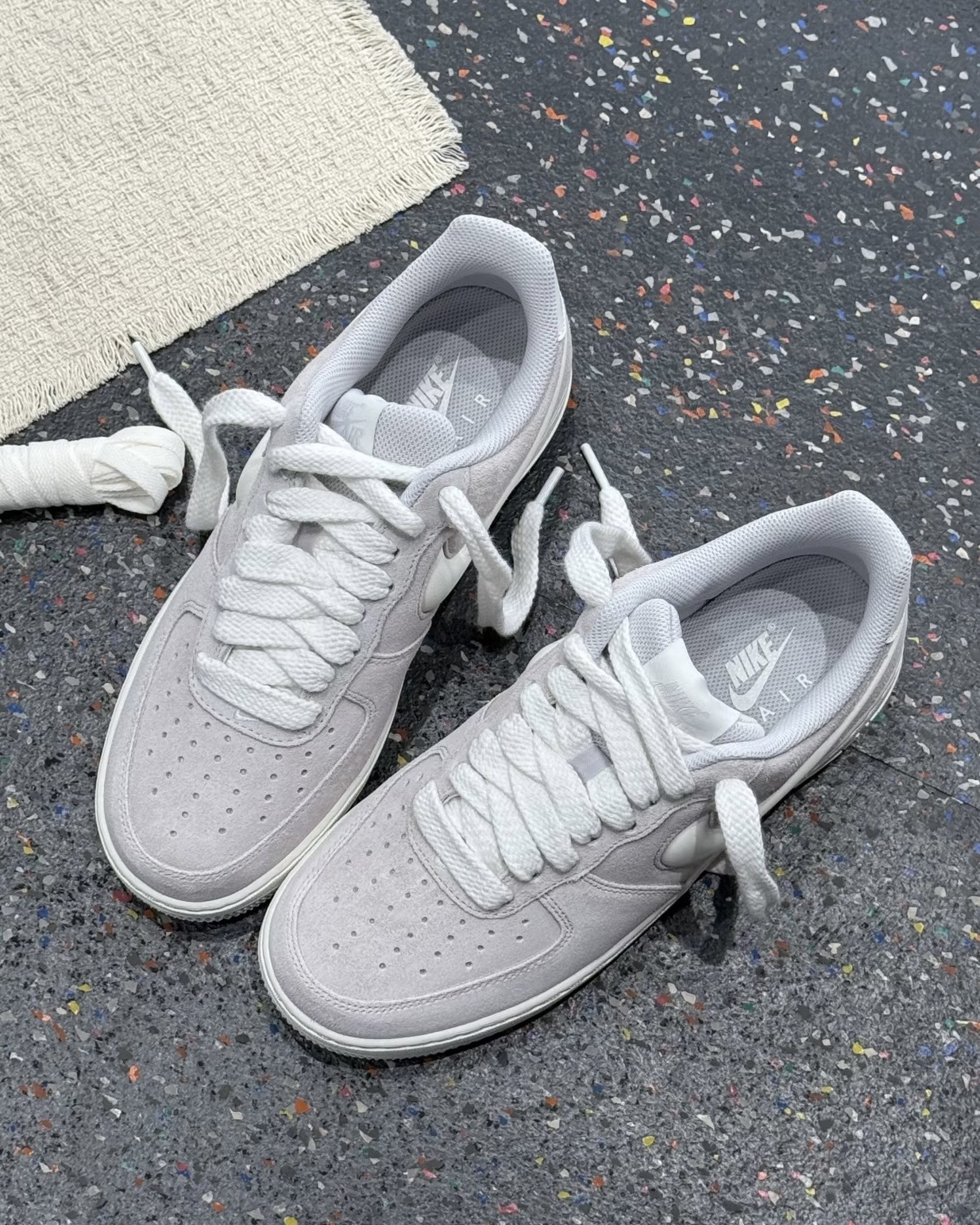 NIKE Air Force 1 立體 果凍勾 麂皮 煙灰