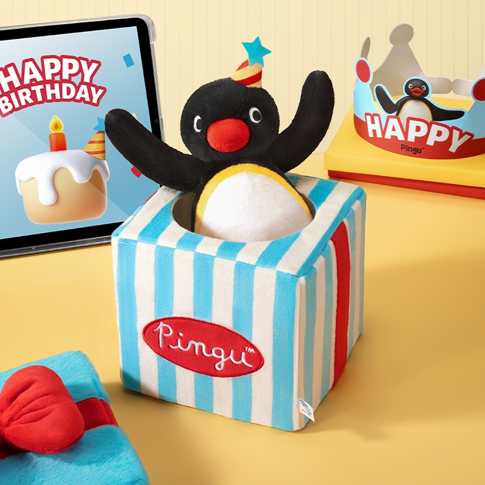 馬克圖布 × Pingu 聯名款驚喜禮物盒 毛絨玩偶 桌面收納盒 生日禮物擺件