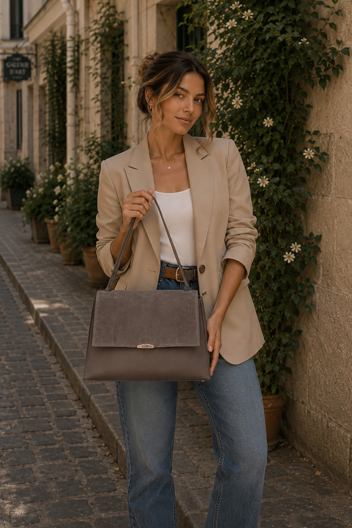 Cherry Paris Leather ANDRÉA SUÈDE 4239 - Taupe 灰褐色