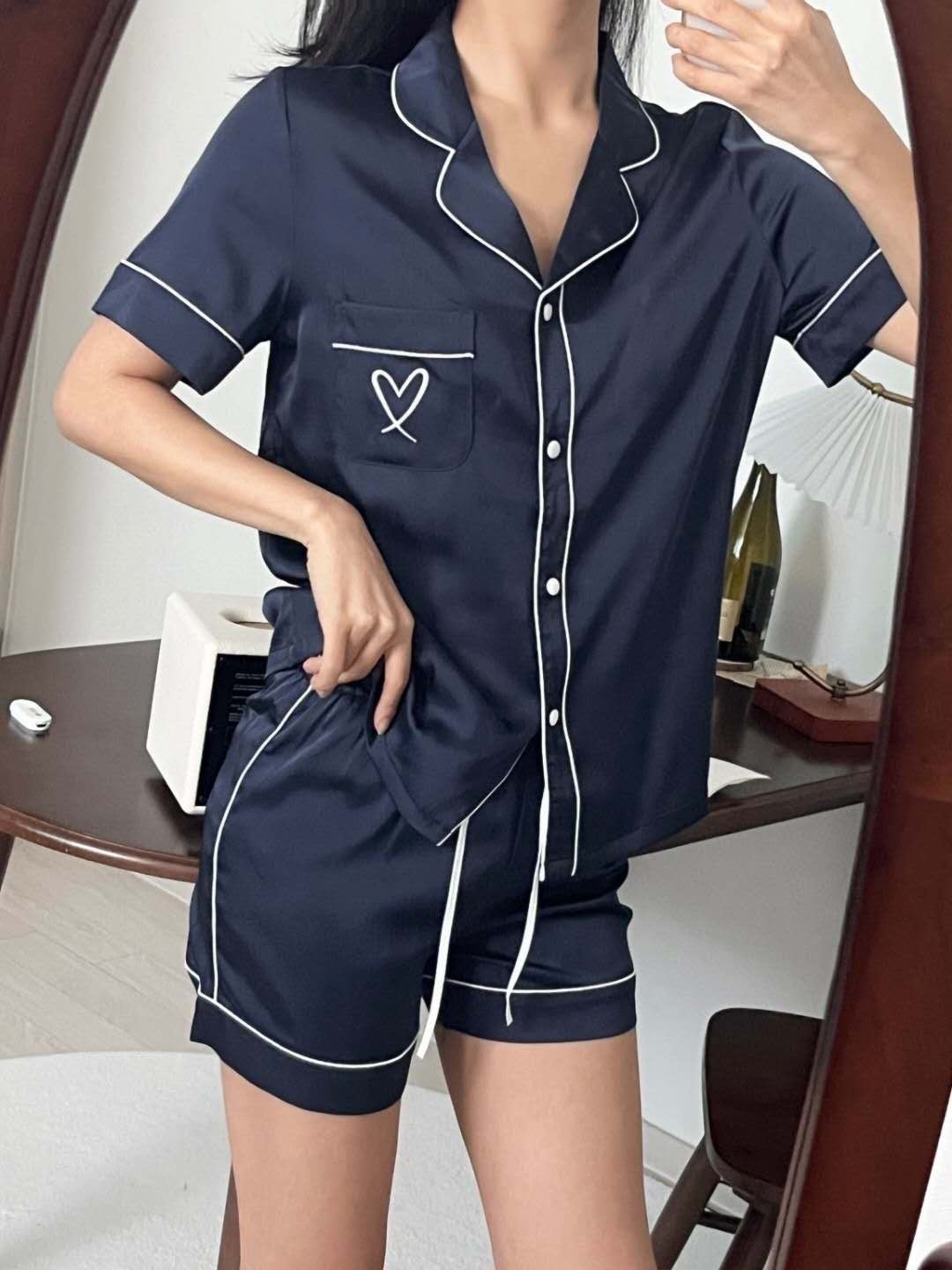 韓製愛心刺繡家居服 (款式：大大的心）