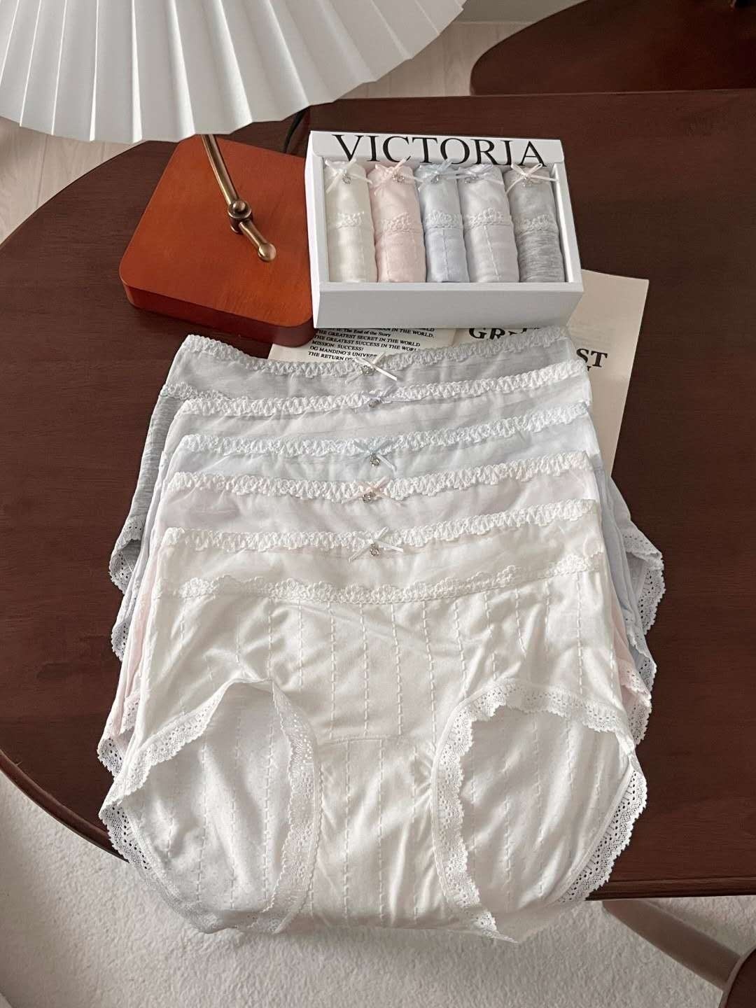 韓製蕾絲直條內褲 (5件裝） Free Size