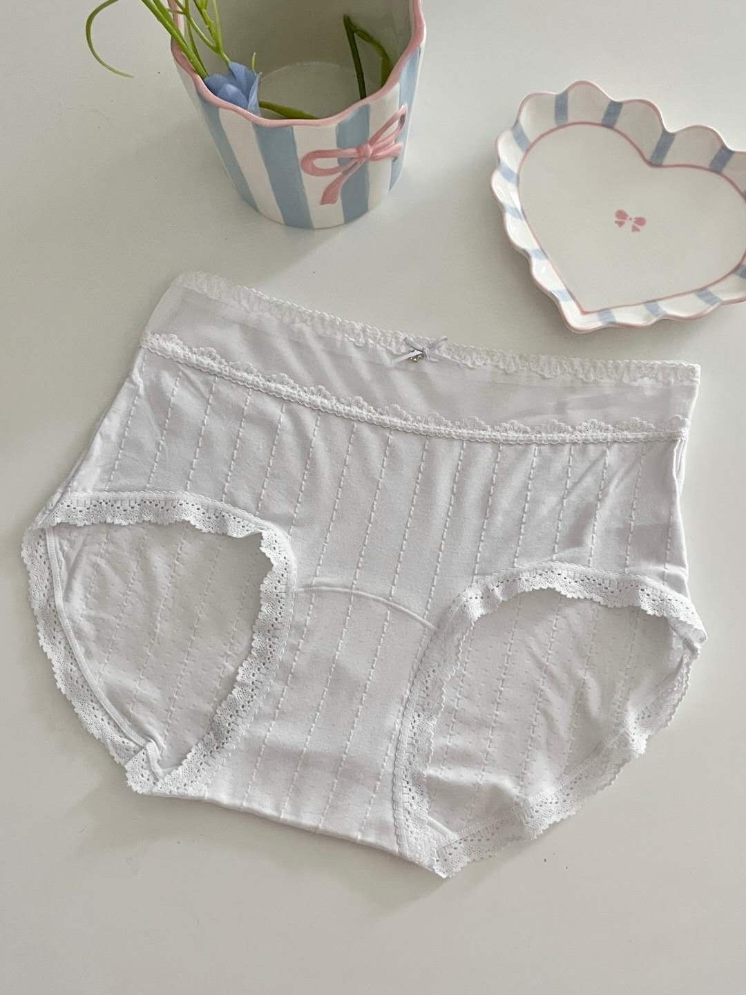 韓製蕾絲直條內褲 (5件裝） Free Size