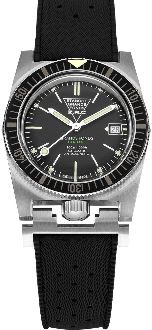 ZRC Grands Fonds 300 Heritage Black Dial Rubber Dive Watch 39mm (GF381128)