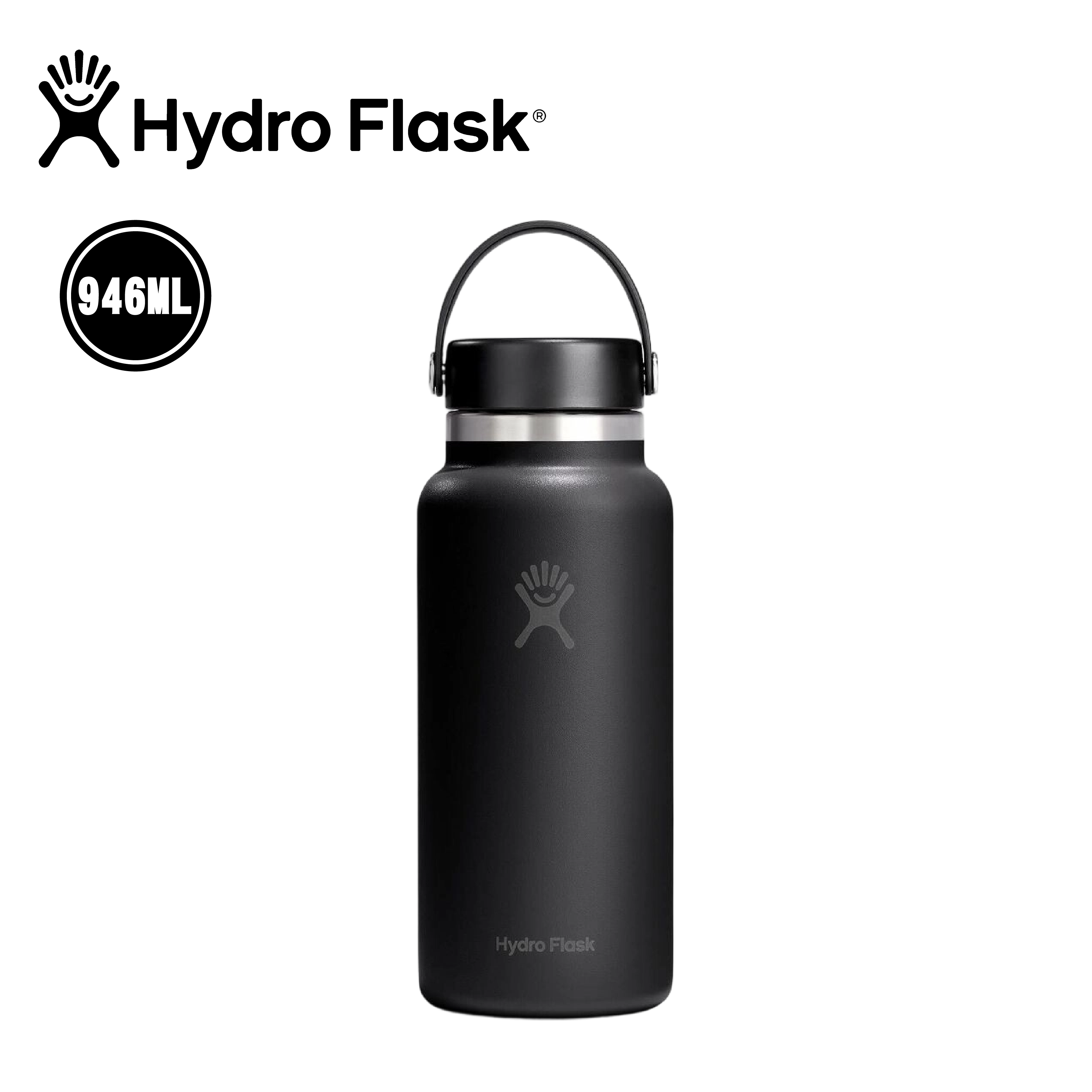 Hydro flask 美國 寬口真空保溫鋼瓶 32oz/946ml (時尚黑色) 52HFW32CTS001