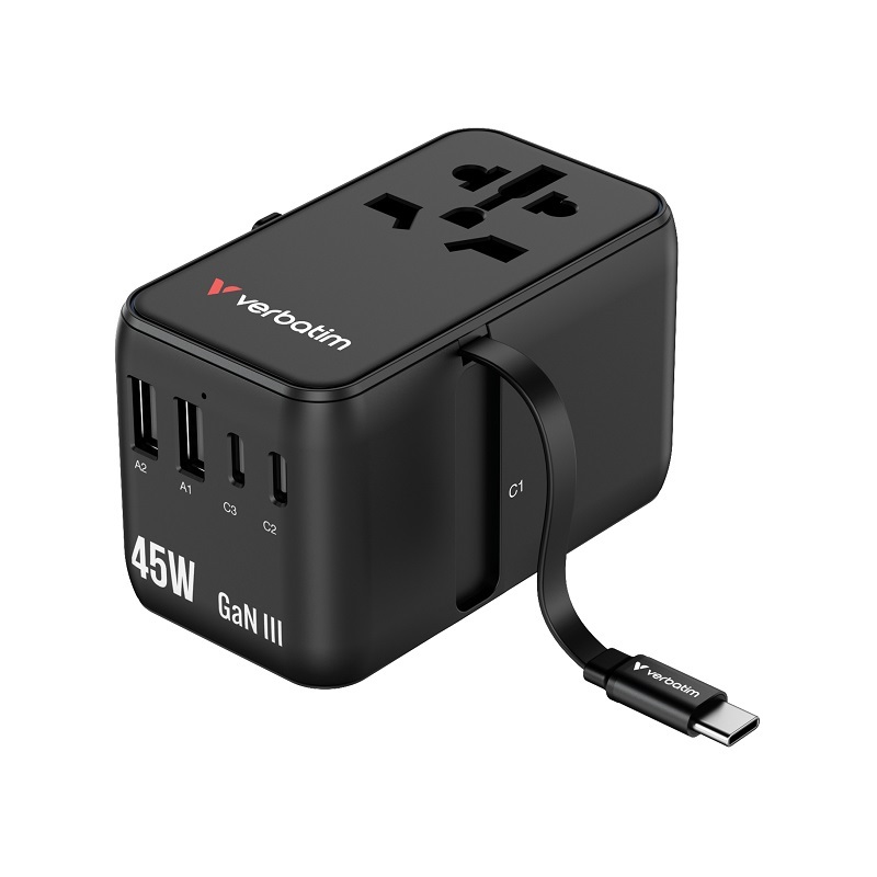Verbatim Charge 'n' Travel 45W Universal Travel Adapter 30182
