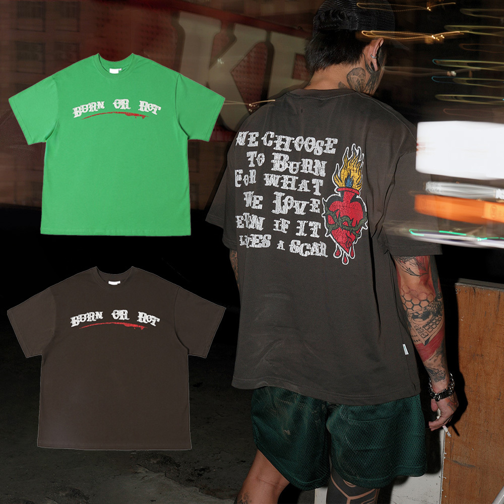 MTA SACRED HEART BOXY TEE 碳色 綠色 印花 街頭 爆裂紋 聖心 短袖 短T【M26ST9】