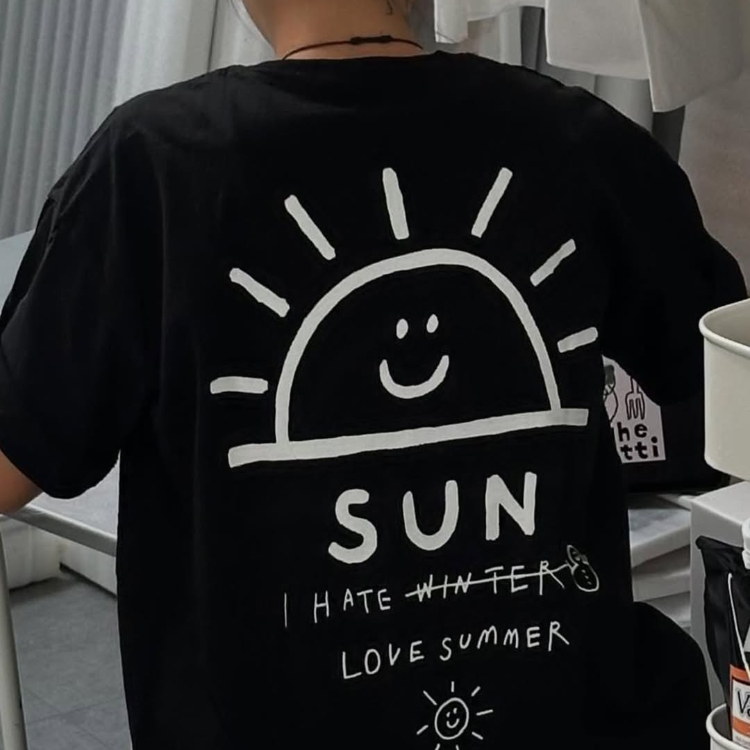 韓國 INAPSQUARE 黑白童趣塗鴉踢 SUN 黑