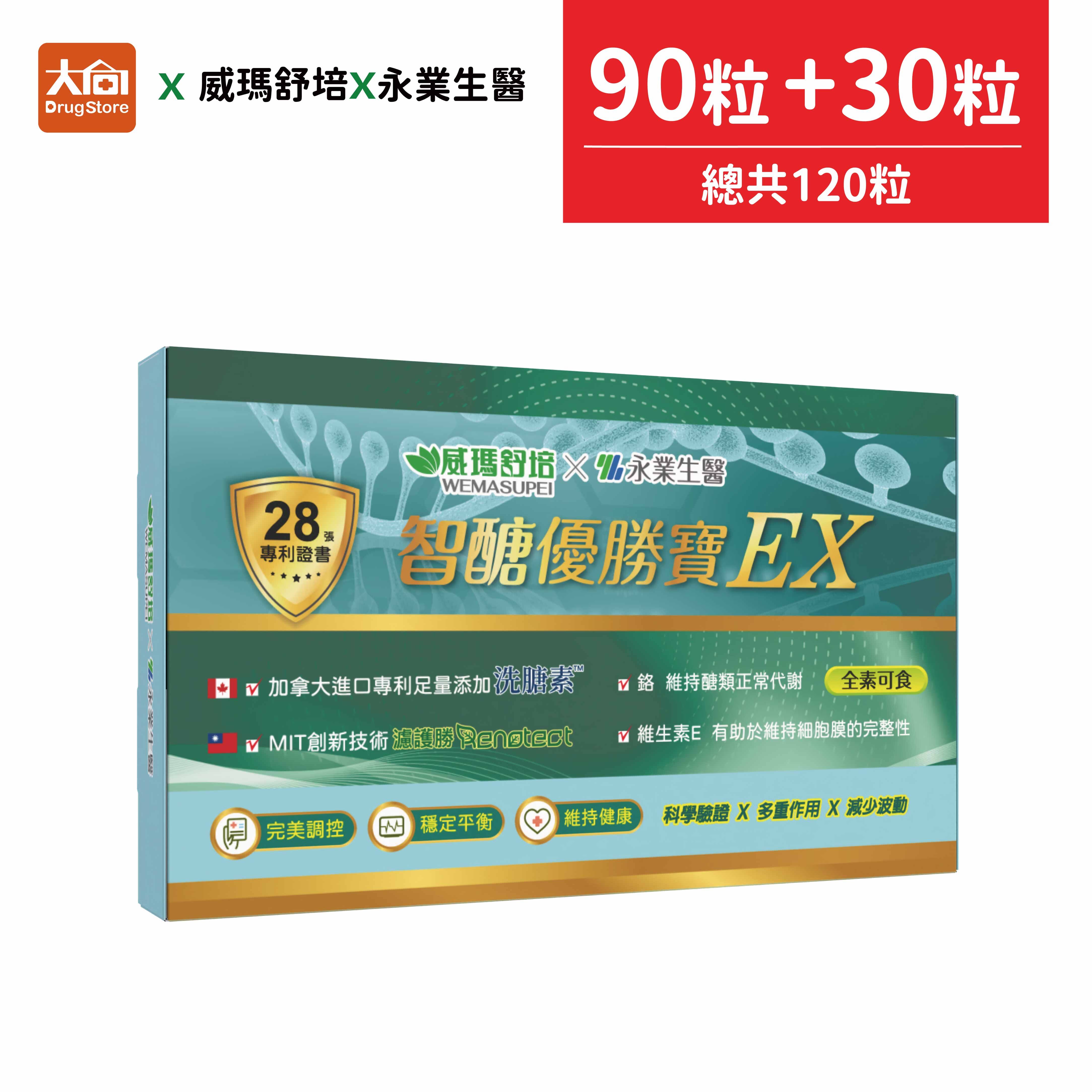 威瑪舒培x永業生醫 智醣優勝寶EX 90粒+30粒(共120粒)