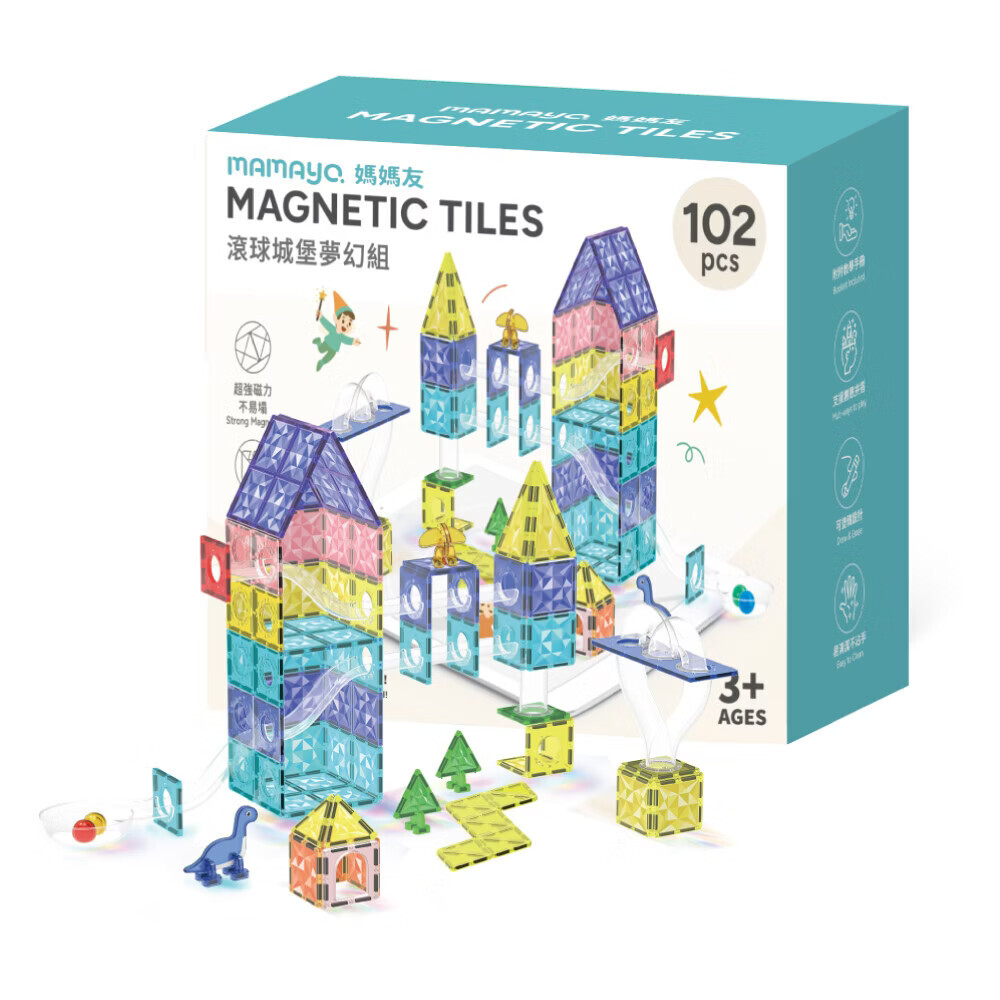 【mamayo】星鑽磁力片-滾球城堡夢幻組 (102pcs)