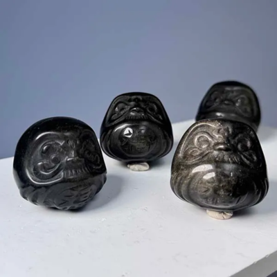 果石精選金/銀曜石達摩