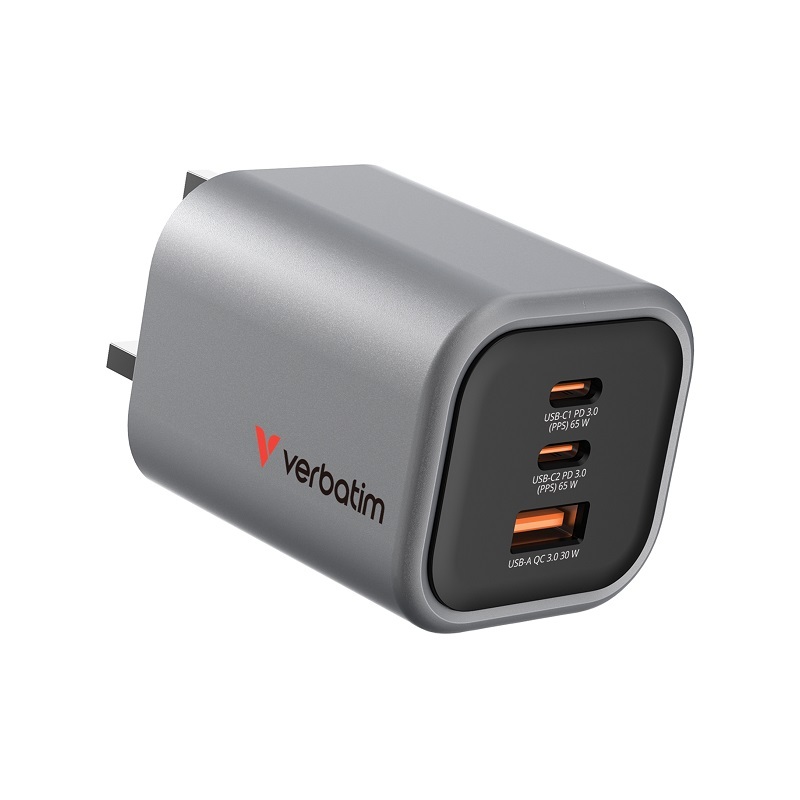 Verbatim 3 Port 65W GaN Foldable USB Charger 32351