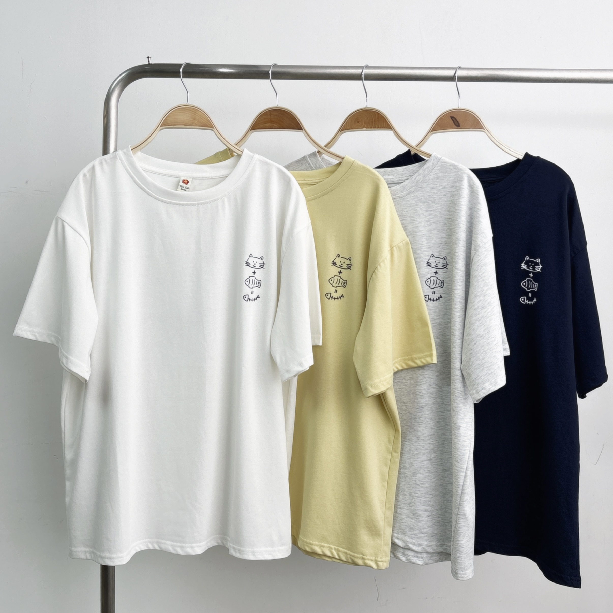 ⭐️⭐️【預訂】前後貓貓燙圖棉料大TEE (T38-T41)