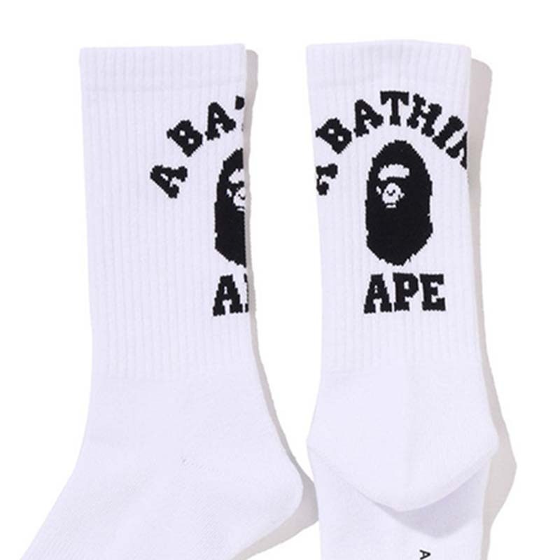 BAPE COLLEGE SOCKS 大學字 猿人 長襪 襪子 白色 1M20184003-WE [台灣現貨]
