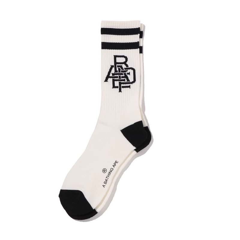 BAPE APE HEAD LINE SOCKS 猿人 橫條紋 長襪 襪子 白色 1M30184002-WE [台灣現貨]