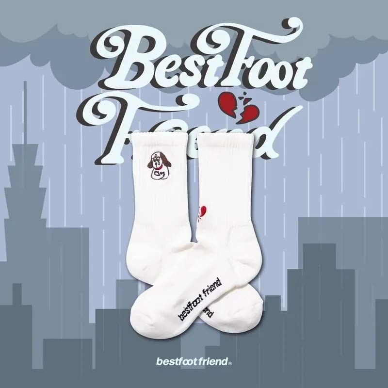 BFF Heartbroken Dog Sock White 心碎小狗 白色 中筒襪 襪子 BFF-30 [台灣現貨]
