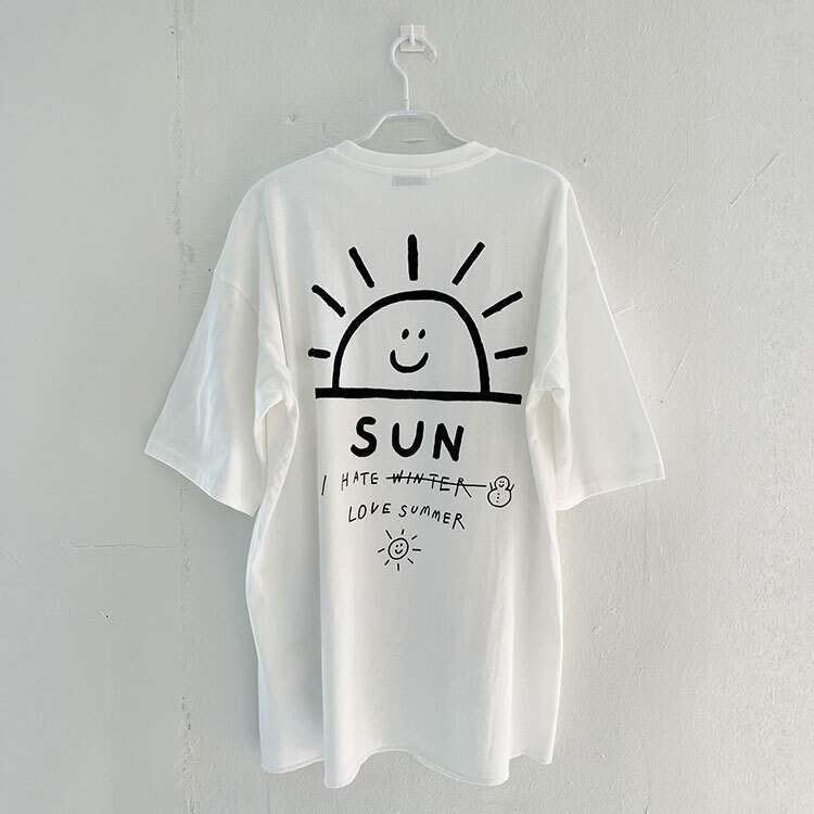 韓國 INAPSQUARE 黑白童趣塗鴉踢 SUN 白