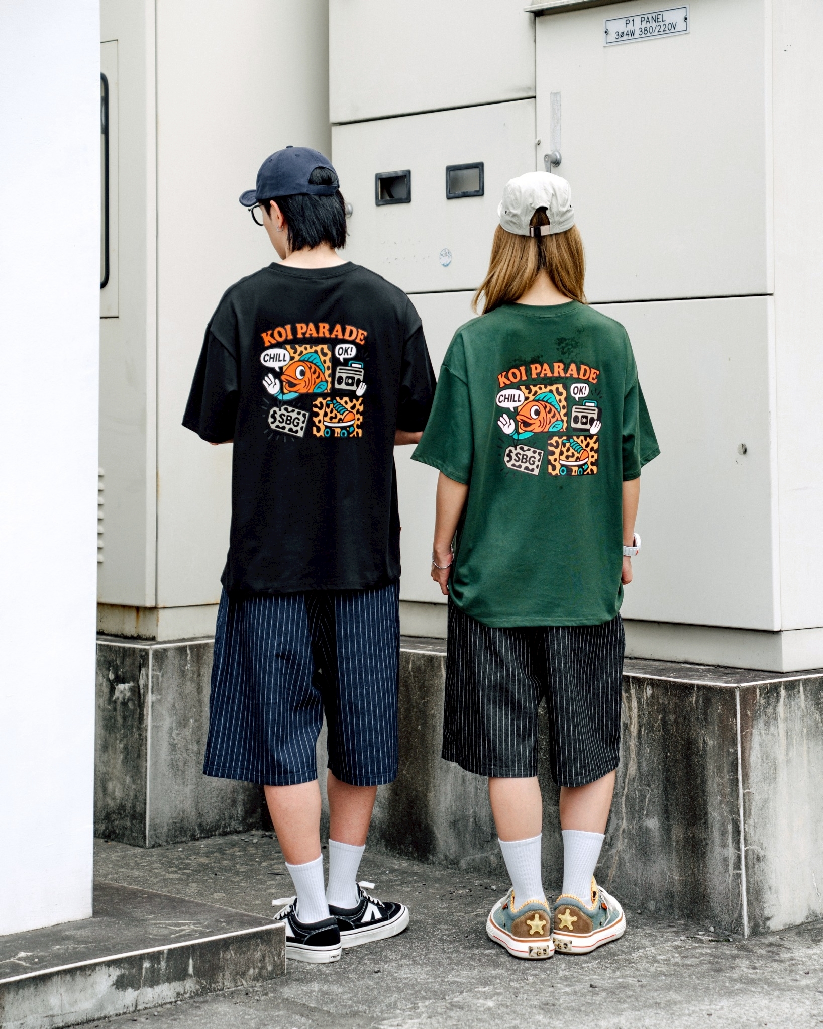 #預購 暑假活動 SBG套裝 豹紋錦鯉涼感吸濕排汗短T+直條彈力過膝短褲