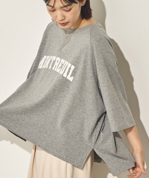 日本預訂 FINAL SALE 34+ 接觸冷感圓弧下擺Logo寬鬆TOP