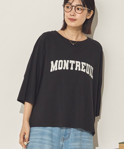 日本預訂 FINAL SALE 34+ 接觸冷感圓弧下擺Logo寬鬆TOP
