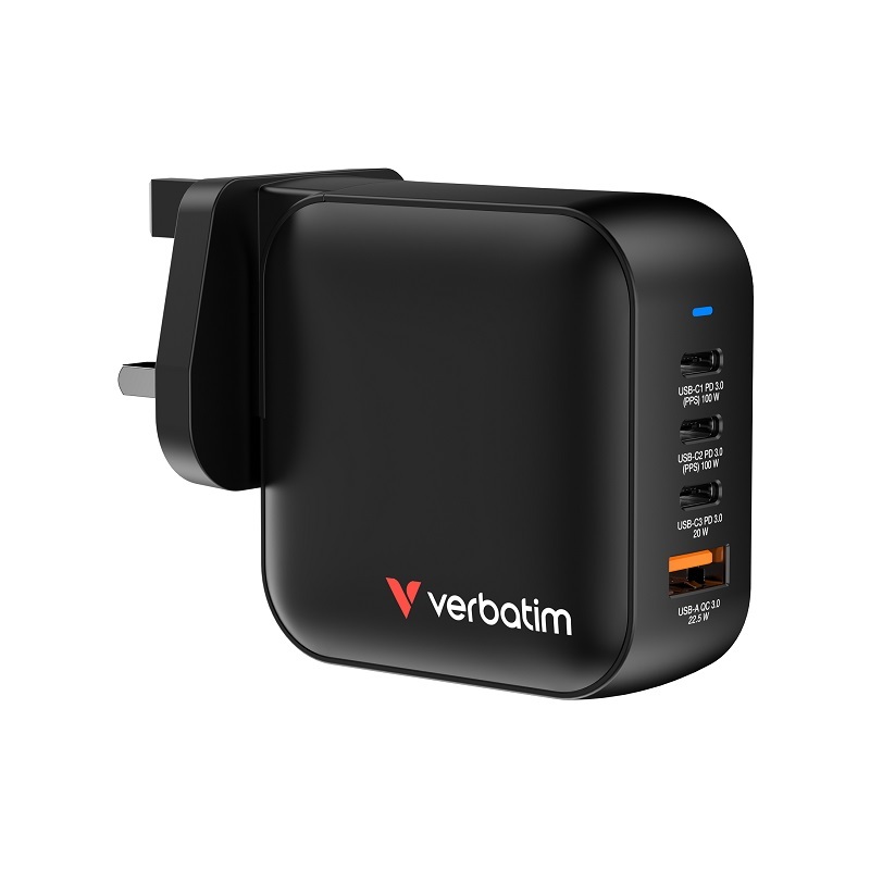 Verbatim 4 Port 100W GaN USB Charger 32058