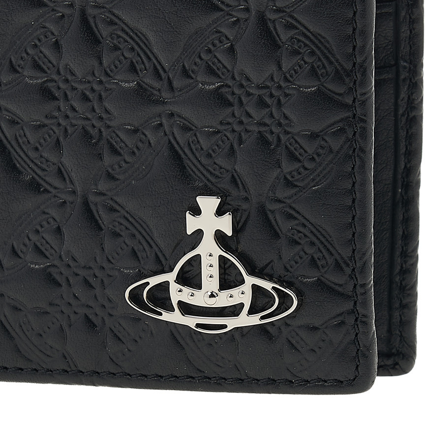Vivienne Westwood Viv Embossed 浮雕 黑色 短夾 皮夾 土星 西太后 薇薇安