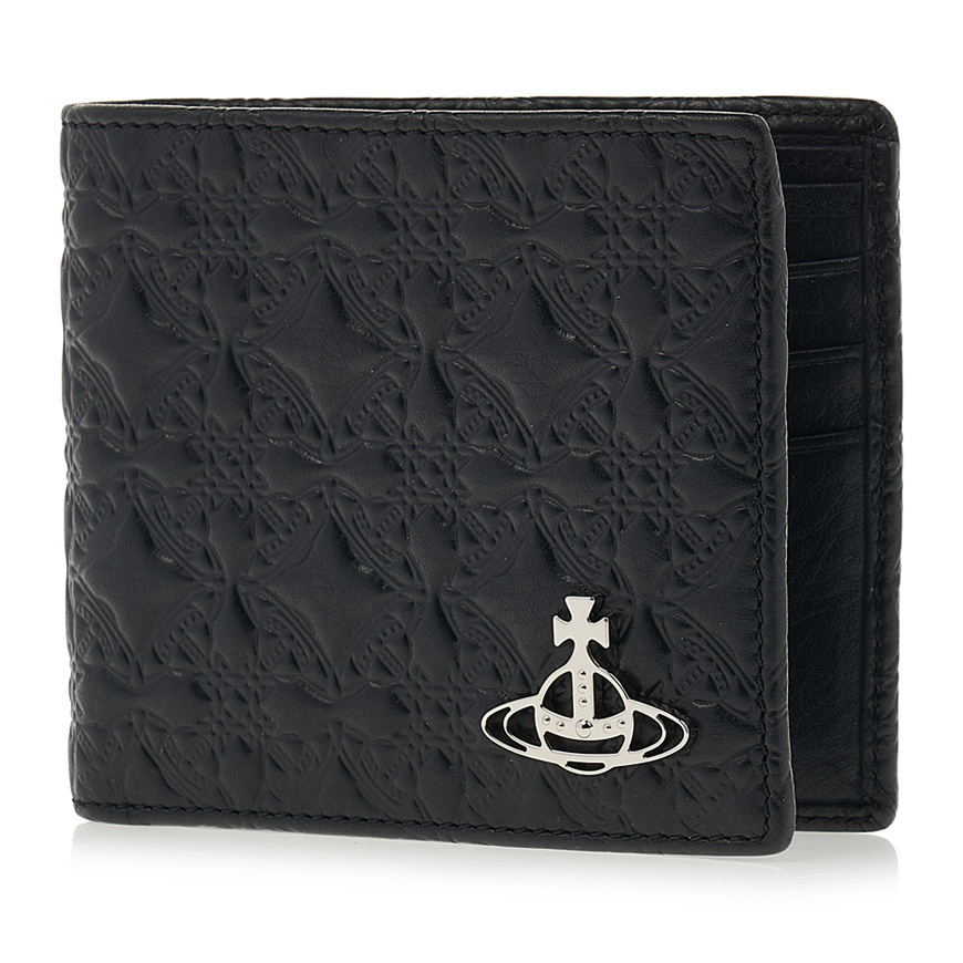 Vivienne Westwood Viv Embossed 浮雕 黑色 短夾 皮夾 土星 西太后 薇薇安
