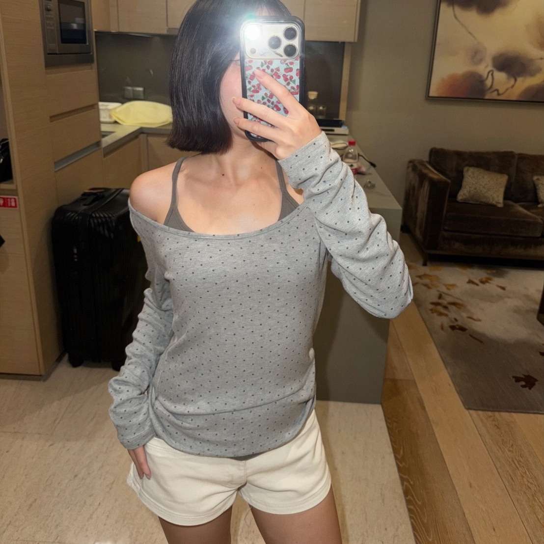 ISA_點到妳心! 波點假二件掛脖背心上衣_67017