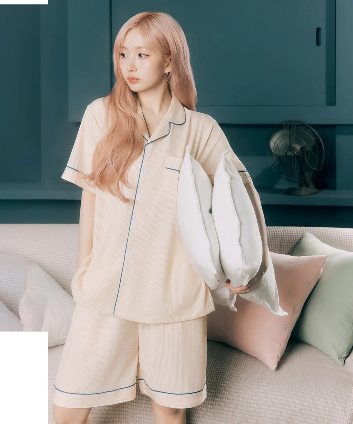 〈 Nmixx 海嫄同款✨〉韓國DOSSY 情侶睡衣 Silkfit Clean 絲綢感短袖套裝